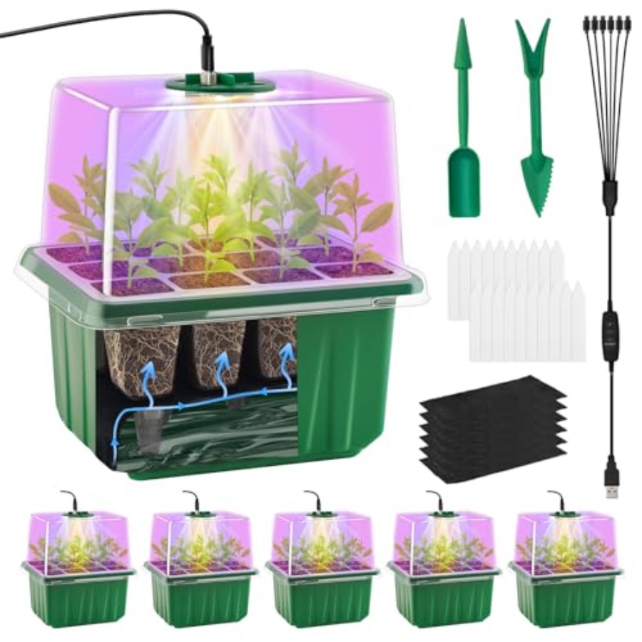 Seed Starter Trays - Zaai-schotel met verlichting, 6 stuks, plantenstartset