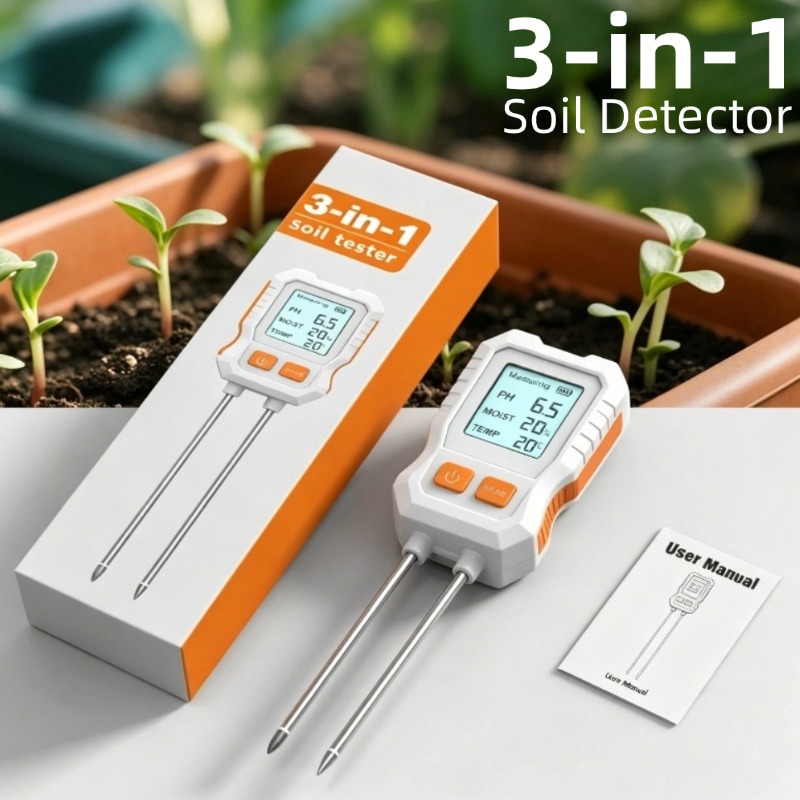 Soil Ph Meter - 3-in-1 digitale bodemtester met dubbele sondes,