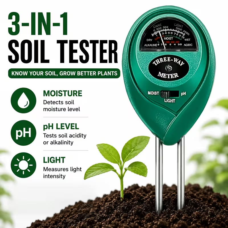 Soil Ph Meter - 3-in-1 Bodemtester (Vocht-, PH- en Lichtmeter)
