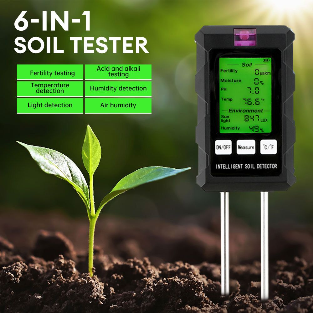 Soil Ph Meter - PH Temperatuur-vochtigheidsmeter Voedingsstoffen Vocht Vruchtbaarheidsmeter 6