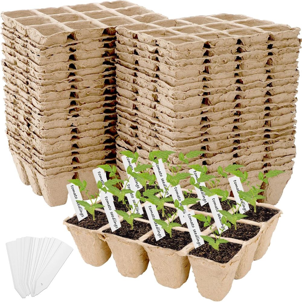 Seed Starter Trays - 40-pack turfzodenpotten zaadstartbakjes, 480-cels kiemzadenpotten, biologisch
