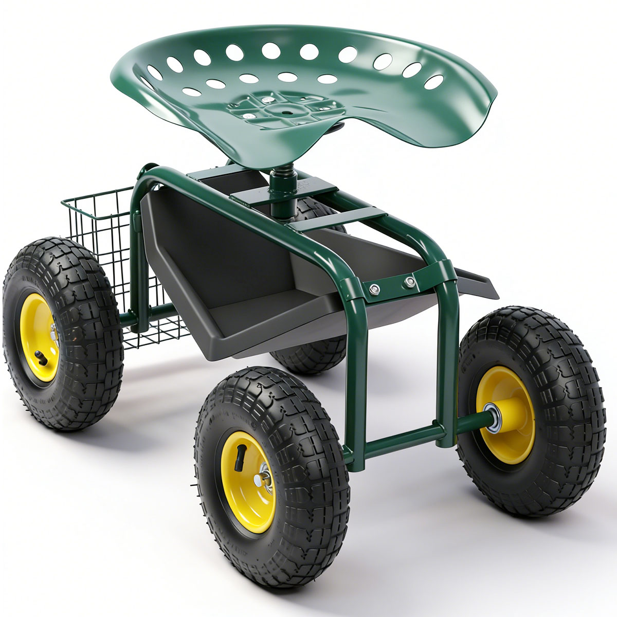 Gardening Tools Basket - Tuinstoel met wielen, rollende tuinkar met