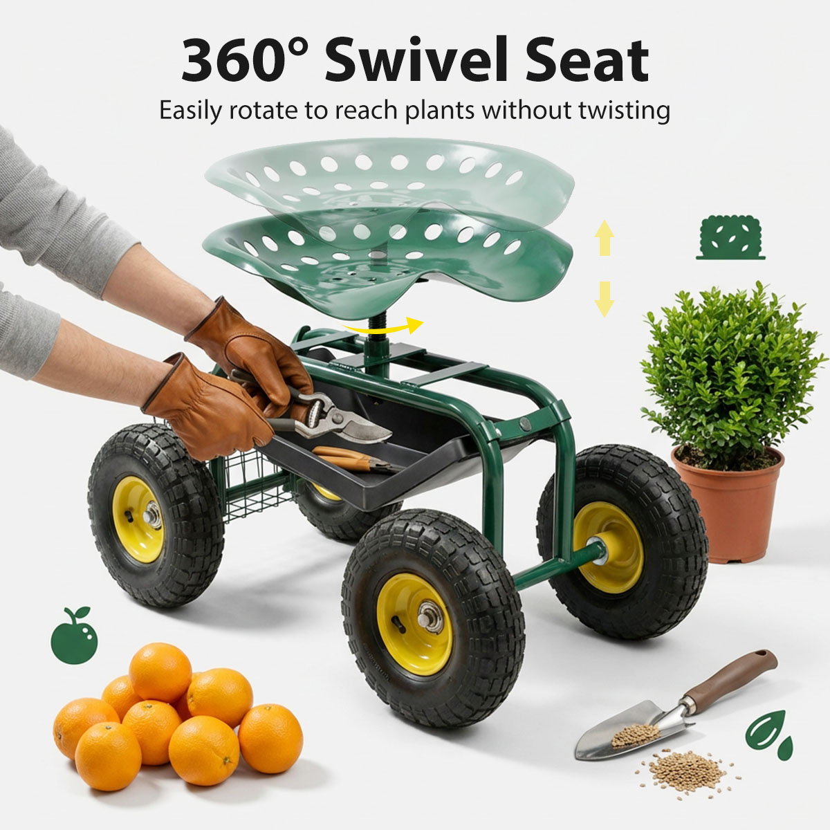 Tuinstoel met wielen, rollende - Gardening Tools Basket recensie en prijs